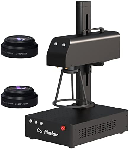 ComMarker B4 20W Fiber Laser Engraver,LightBurn Compatible Laser Engraving Machine with 2 Different Size Lens,2-in-1 Desktop and Handheld Fiber Laser Marking Machine for Jewelry,Sliver,Gold,Tumblers