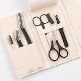 6 Stück Professionelles Augenbrauen Pflege Set Mit Aufbewahrungstasche pinzette augenbrauen zupfen Augenbrauenzupfer für Gesicht, Braue, Kinn, eingewachsene Haare augenbrauenschere Rasierer wimpernkam