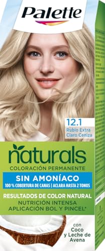 Schwarzkopf Palette Naturals - Tinte 12.1 Rubio Extra Claro Ceniza- Coloración Permanente Sin Amoníaco- Resultados de Color Natural (Pack de 5)