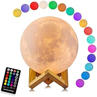 Moon Lamp, LOGROTATE 16 Colors LED 3D Print Moon Light with Stand