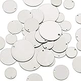 Pandahall 60pcs/Box Flat Round Stainless Steel Blank Stamping Tag Pendants 3/5 to 1-1/5' for Jewelry Making