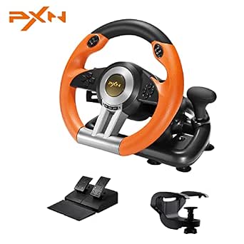PXN Steering Wheel V3II 180° Gaming Racing Wheel Driving Wheel, with Linear Pedals and Racing Paddles for Xbox Series X|S, PC, PS4, Xbox One, and Switch