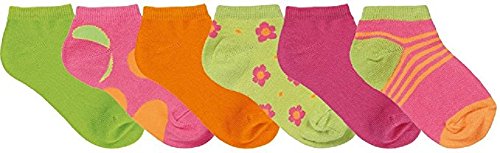 Nicky Noodles Little Girls' Shorty Ankle 6 Pack Socks- Bubblegum Mix and Match