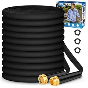 Garden Hose 50ft, Non-Expanding, Lightweight, Leak-Proof Metal interface, No-Knots, Portable, Wear-Resistant, Sturdy, Flexible, 3/4GHT, Water Hose for Yard, Garden