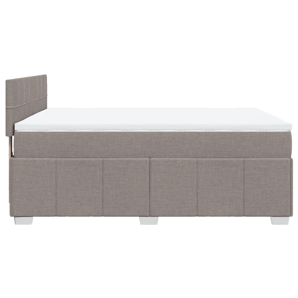 Cama con somier con colchón de muelles ensacados, color topo, 160 x 200 cm, altura regulable, cómodo cubrecolchón, tejido de poliéster transpirable