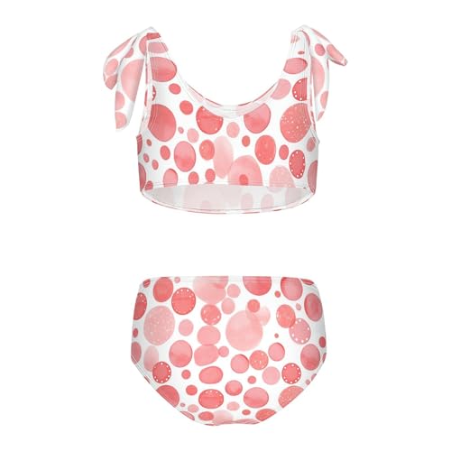 KLL Red Polka Dot White Background Girls 2 Piece Bikini Sets Quick-Dry Bathing Suit Swimming Suits Adjustable Strap2