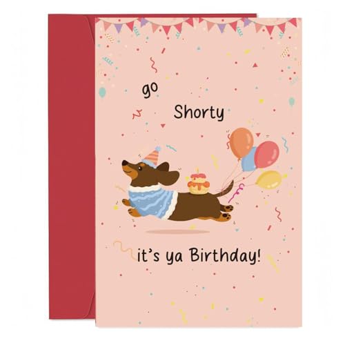 GONZTEL Carte d'Anniversaire Teckel 1 Pièce (avec Enveloppe Kraft) – Carte Drôle avec Texte – pour Hommes, Femmes, Amis et Amoureux des Chiens