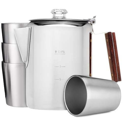 COLETTI Bozeman & Scouts Coffee Set Percolator & Steel Cups