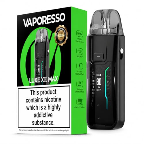 VAPORESSO LUXE XR MAX Vape Kit [Black] - Rechargeable Big 2800mAh Battery 80W Output GTX Mesh Coils DTL/MTL Vaping Refillable E Cigarettes Starter Kit No Nicotine No Liquid