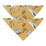 Lot de 2 bandanas japonais blancs pour chien, grues, pivoines, filles, garçons, écharpes pour chien, foulard, bandanas lavables pour chiens de petite, moyenne et grande taille, chiot, chat
