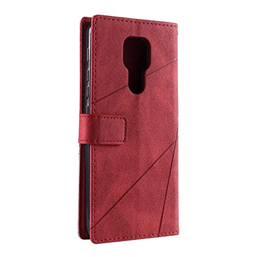 SONWO Case for Moto G9 Play, PU Leather Wallet Magnetic Protective Case Cover for Moto G9 Play, Red - Image 3
