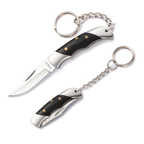Image of Small Pocket Knife, EDC Knife with Stainless Steel and Wood Handle, Small Folding Knife, Blade Length1.5in
