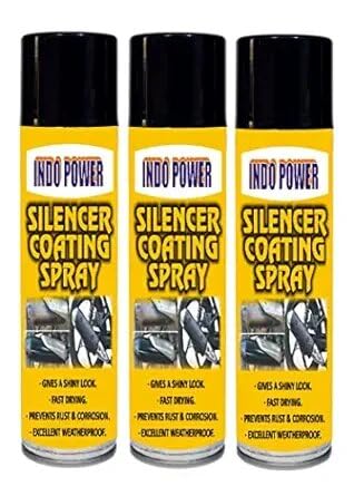 INDOPOWER Silencer Coating Black Spray For Car Bikes Also High Heat Resistance Surface Silencers Car Accessories Automotive Products Prevent Rust and Leak, Diesel wash Resistance (500mL, 3Piece)