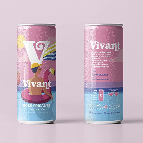 Vinho Frisante Rosé Vivant Wines Pack com 4 latas de 269ml