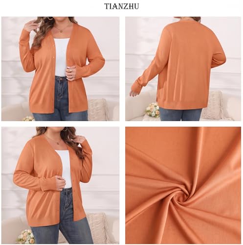 Image of TIANZHU Plus Size Cardigan for Women Button Open Front Long Sleeve V Neck Comfy Lightweight Sweaters XL-4XL