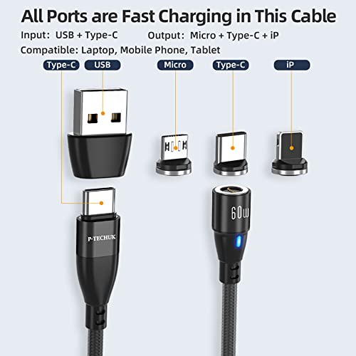 P-TECHUK 60W Super Fast USB C Magnetic Charging Data Cable - Image 3