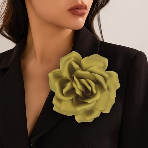 Image of Flower Brooch Pins for Women 5.5in Lapel Pins Large Rose Floral Brooches Dainty Satin Fabric Brooches Rose Flower Hair Clips Wedding Party Dance Clothes Accessories Jewelry