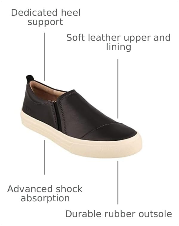 Image of Taos Twin Gore Lux Slip-On Sneakers - Luxe Leather Slip Ons with Curves & Pods Removable Footbed with Arch Support and Metatarsal Support for All Day Comfort and Style