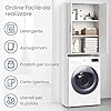 Armadio per lavatrice Armadio da bagno Armadio alto Scaffale per lavatrice - spazio contenitivo salvaspazio e contenitore per bagno, cantina e ripostiglio | 65x30x187 (LxPxA) cm | Bianco
