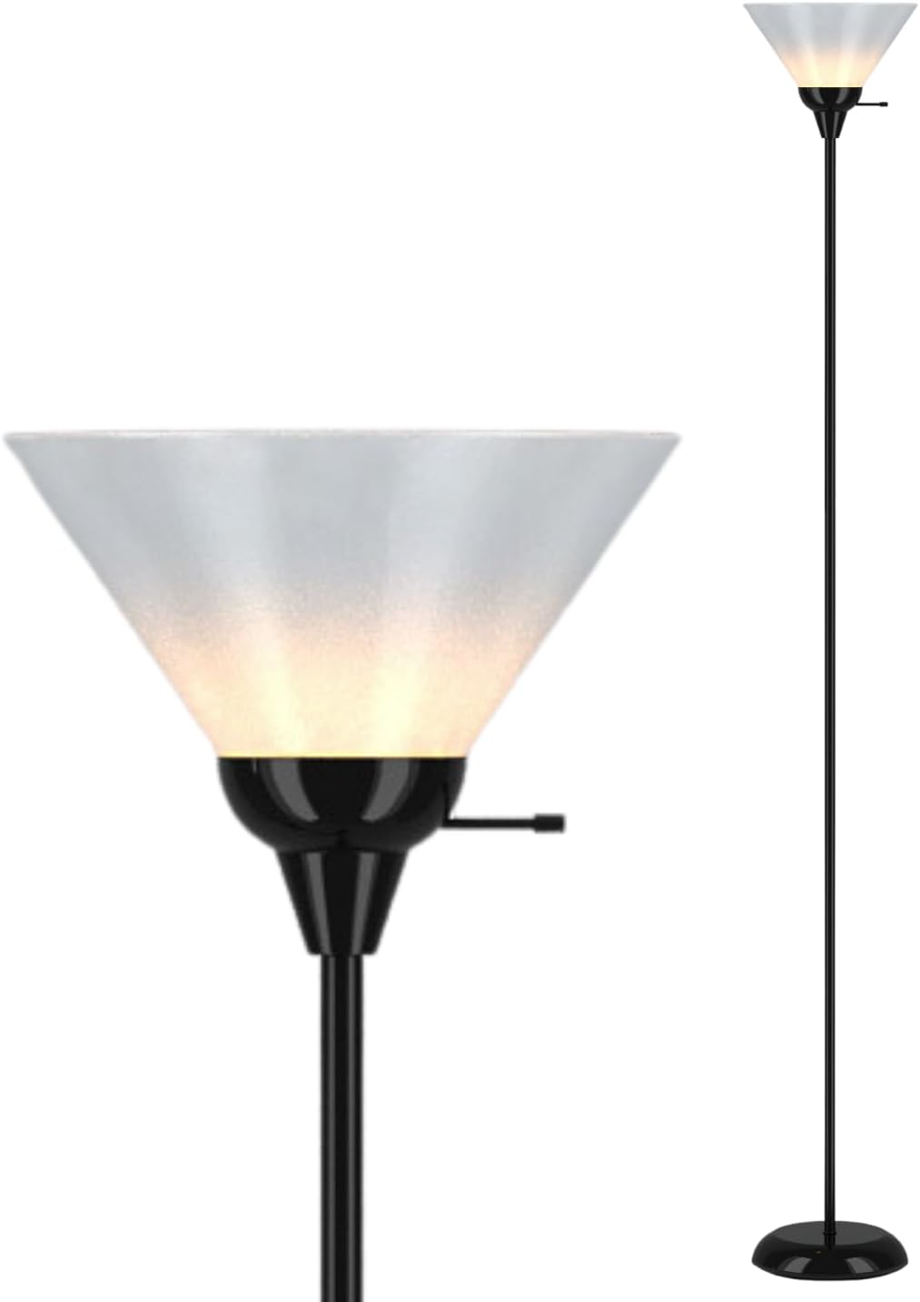LIGHTACCENTS Mary Black Floor Lamp with White Cone Shade Model 6113-21