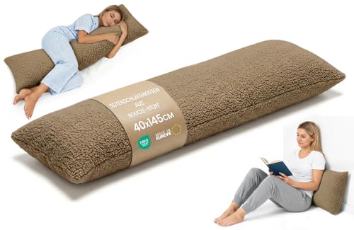 Seitenschläferkissen 40x145 cm ergonomisch Bouclé mit abnehmbarem Bezug – Ansicht 1