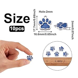 Enamel paw print charm with glitter powder alloy enamel cat dog charm animal dog paw charms pendants for keychain diy jewelry craft making   cucciolini doodles
