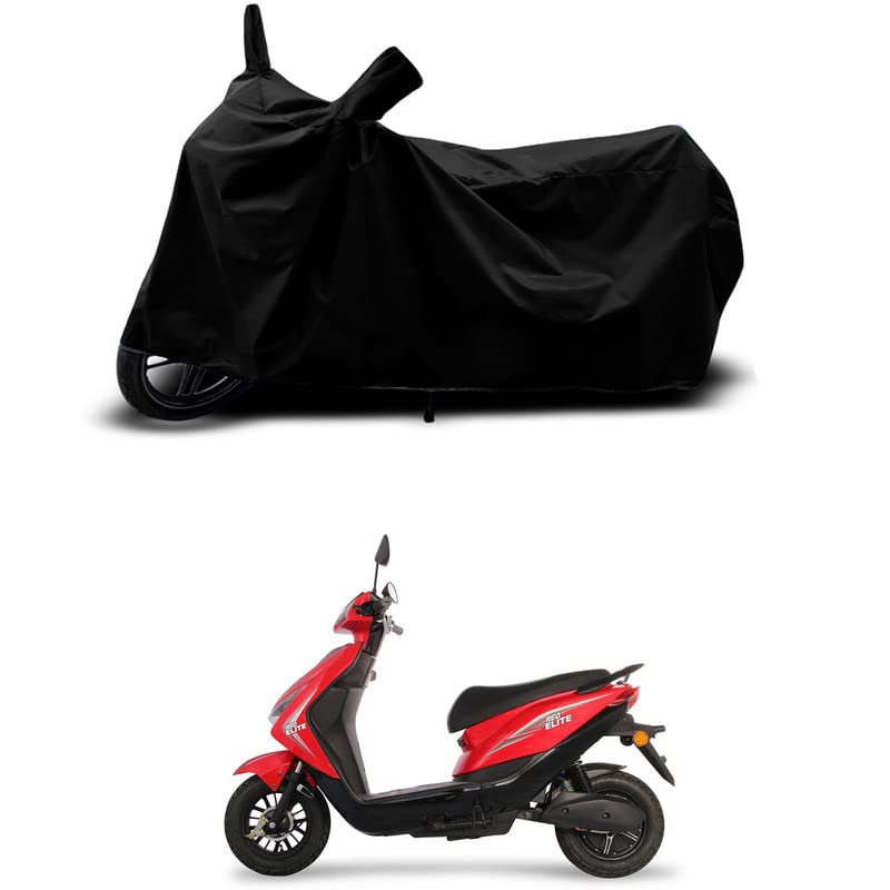 Image of 100% Scratchproof /UV-Rays /Heat Protection /Birds Dropping /Water Resistant /Dust Proof /Waterproof /Full Bike Scooty Two Wheeler Body Cover Compatible for Ampere REO Elite All Varients[Black]