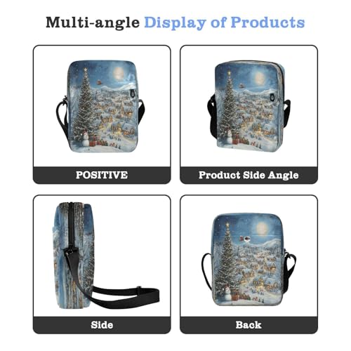 MCHIVER Small Messenger Bag Christmas Night Snowman Crossbody Bag for Men Women Cell Phone Shoulder Bag for Outdoor Travel Work 7