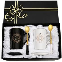 Maustic Sun and Moon Mugs - Aesthetic Boho Coffee Mugs, Birthday & Christmas Gifts for Friends, Couples, Parents - Gifts for Divination Lovers, Astrologers, Wizards & Witches - 14 Oz