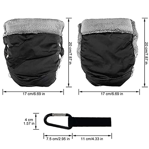 Kinderwagen Handwärmer, Yesloo Kinderwagen Handschuhe mit Fleece Innenseite,Kinderwagenmuff Atmungsaktiv Wasserfest Winddicht, Universalgröße für Kinderwagen Buggy, Radanhänger (mit Kinderwagen Haken)