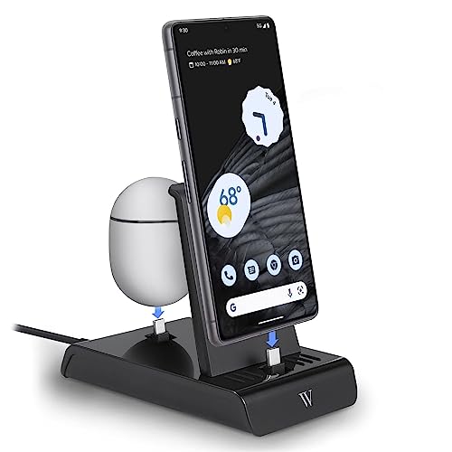Wasserstein 2-in-1 Charging Station - Made for Google - Pixel Stand to Charge Multiple Google and USB-C Devices at The Same Time (Black)