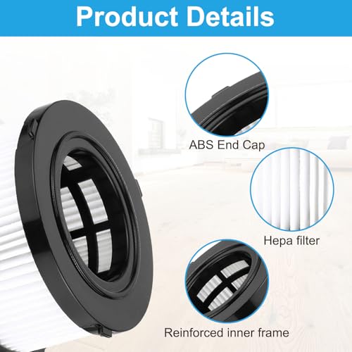 Image of DC5151H HEPA Filter for DEWALT DC5151H DC515 DCV517 DCV517B Wet Dry Vacuum, Includes 4 Pcs DC5151H Filter, 4 Foam Sleeve Filter, 1 Cleaning Brush