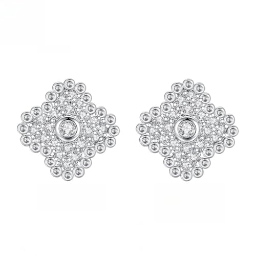 Boucles d'oreilles en Or 14k et moissanite géométrique pour femme éclatante