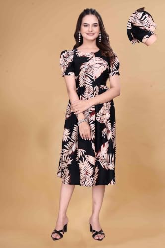 Image of Women's Crepe Floral Print Flared Midi Dress