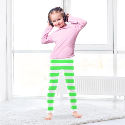 DOMIKING Neon Green Girl's Leggings Pants Kids' Yoga Pants Stretchy Running Tights 4 Years4