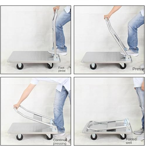 Carretilla de Plataforma Plegable con Ruedas y Asa Curvada miniatura 7