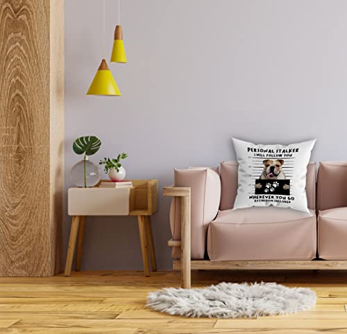 Personal Stalker I Will Follow You Wherever You Go Bathroom Included Throw Cushion Cover Throw Pillow Cover,English Bulldog Decorative Throw Pillow Case 18" X 18" For Sofa Couch Bed,Dog Lover Gifts #TOP1