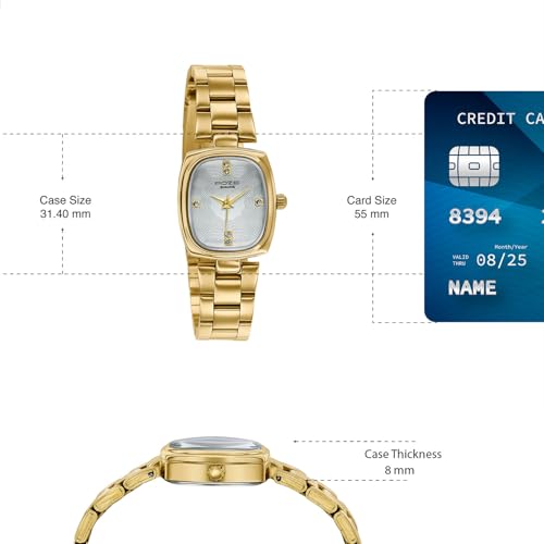 Image of Sonata Poze 9 with Quartz Analog White Dial IPG Strap Watch for Women - SP80181YM01W