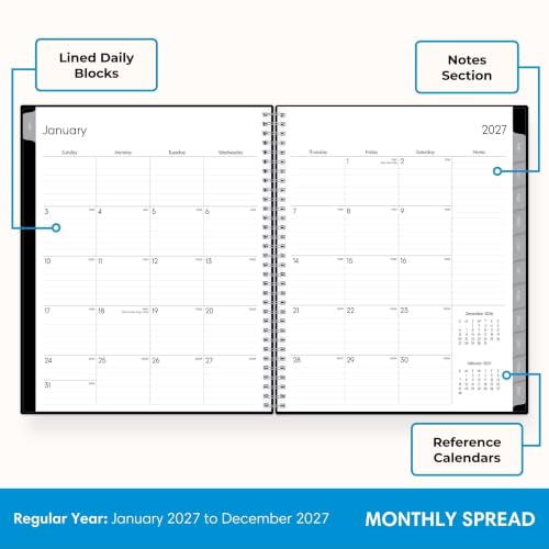 Image of Blue Sky 2027 Weekly and Monthly Planner Calendar, Includes January 2027 - December 2027, 8.5 inch x 11 inch, Flexible Cover, Wirebound, Laminated Tabs, Storage Pocket, Enterprise (Pack of 24)
