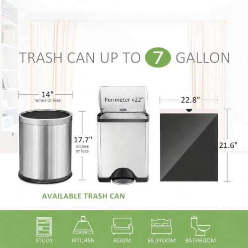 Image of 7 Gallon Small 100 Counts Strong Drawstring Trash Bags Garbage Bags by Teivio, Bathroom Trash Can Bin Liners, Plastic Bags for home kitchen office, Black
