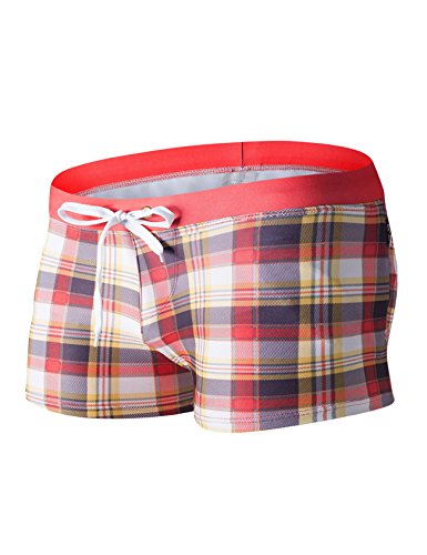 Mens Swim Boxer Shorts Printed Elastic Swimsuit
