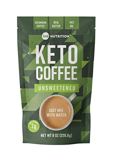 360 Nutrition Instant Keto Coffee - Just Add Water | 8 oz, Unsweetened | 16 Servings per bag | MCT Coconut Oil, Organic Grass-Fed Butter, Himalayan Sea Salt