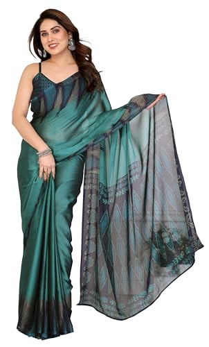 Image of SUPERLAXMI Women's Chiffon Floral Printed Saree with Blouse Piece