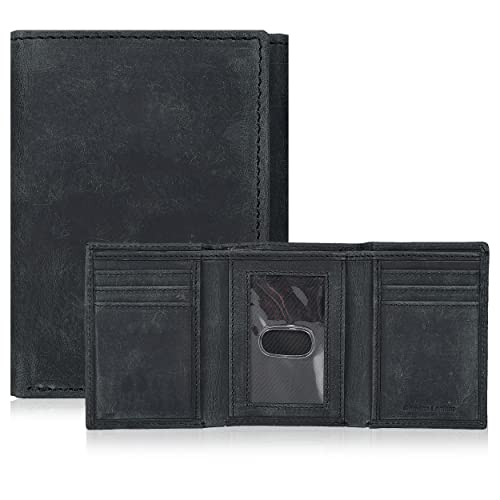 Image of Tri fold Leather Wallet for Men with RFID | Slim Wallets for Men with 1 ID and 6 Credit card slots | Front Pocket Minimalist