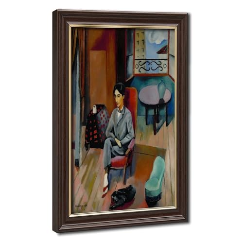Impression sur toile premium de Jean Cocteau avec cadre en bois suspendu haut de gamme