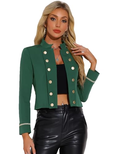 Veste Steampunk vintage femme courte couleur vert foncé avec boutons