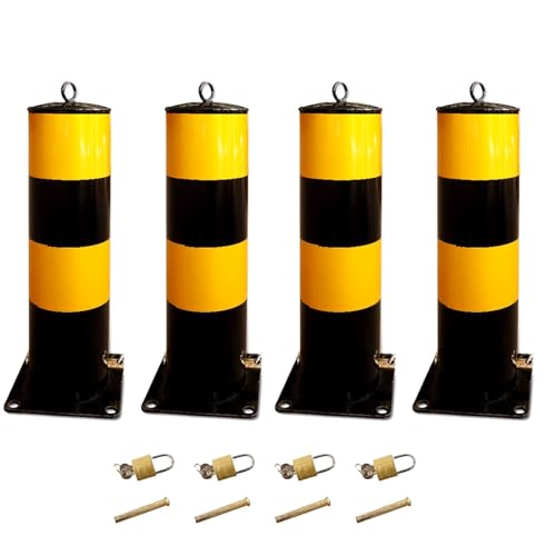 Borne de Garage Amovible en Acier Robuste (Lot de 4) - Barrière de Circulation pour Garage, sécurité Durable, Installation Facile, Protection extérieure