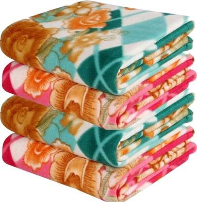 Image of All Season Multipurpose Polar Fleece Special Heavy Winter Light Weight Polar Fleece Blanket for Single Bed Warm Cozy Multicolor AC Blanket (90 x 60 inches) (Multicolor Pack of 4, Single)