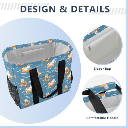 Bag For Trunk Collapsable Beach Bag With Compartments Canvas Car Tote Bag4