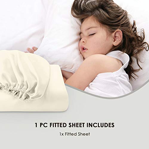 Pizuna Pure Combed Cotton Single Bed Fitted Sheet Ivory - Image 4